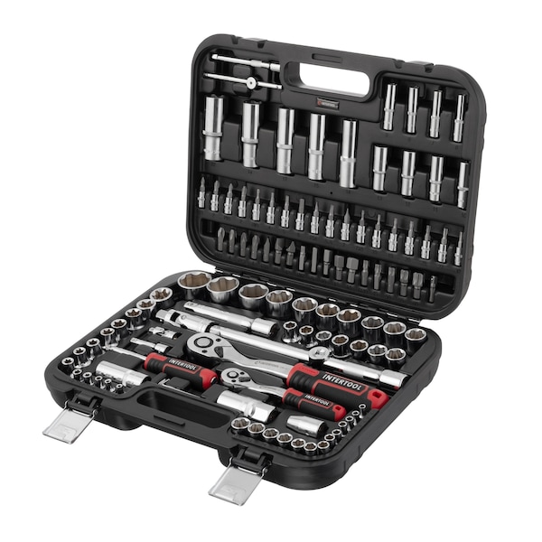 Intertool 1/4 in., 1/2 in. Drive Socket Set, Super Lock, Metric, 110 pcs ET08-8110 - main
